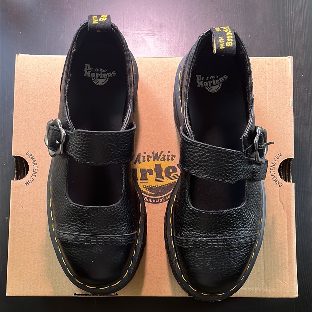 Dr. Martens Addina Flower Buckle Leather Platform Shoes